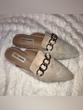 Steve Madden Suede Chain Detail Mule Flats